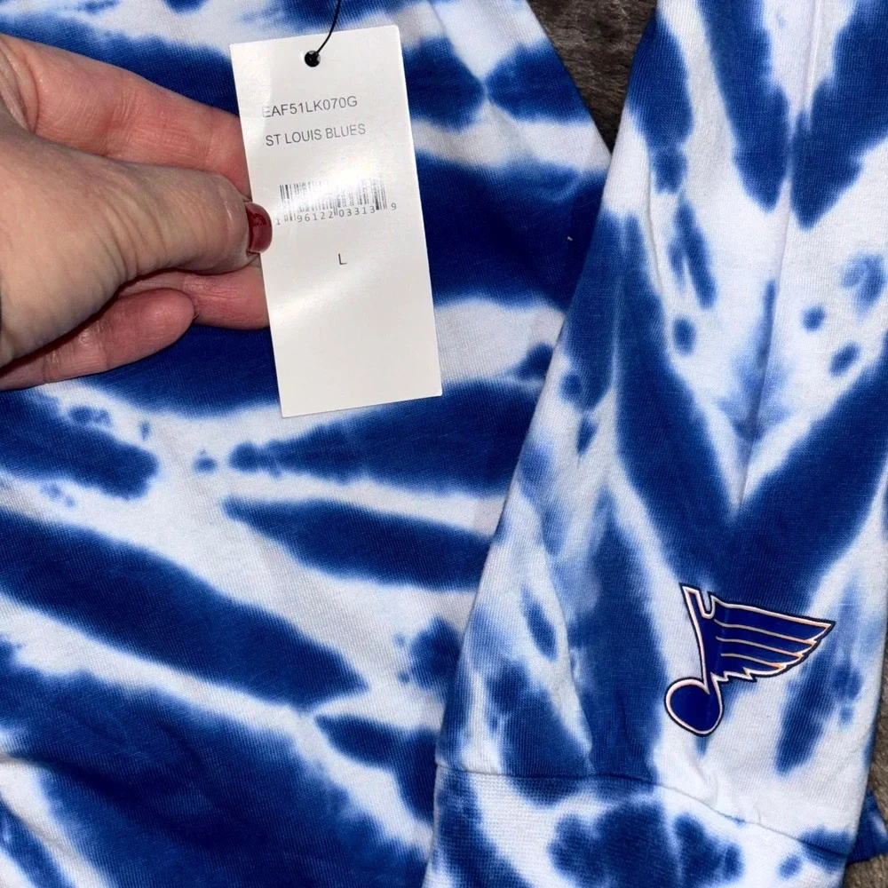 St Louis‎ Blues Sweatshirt Womens Large Tie Dye Cotton Wear By Erin Andrews NHL